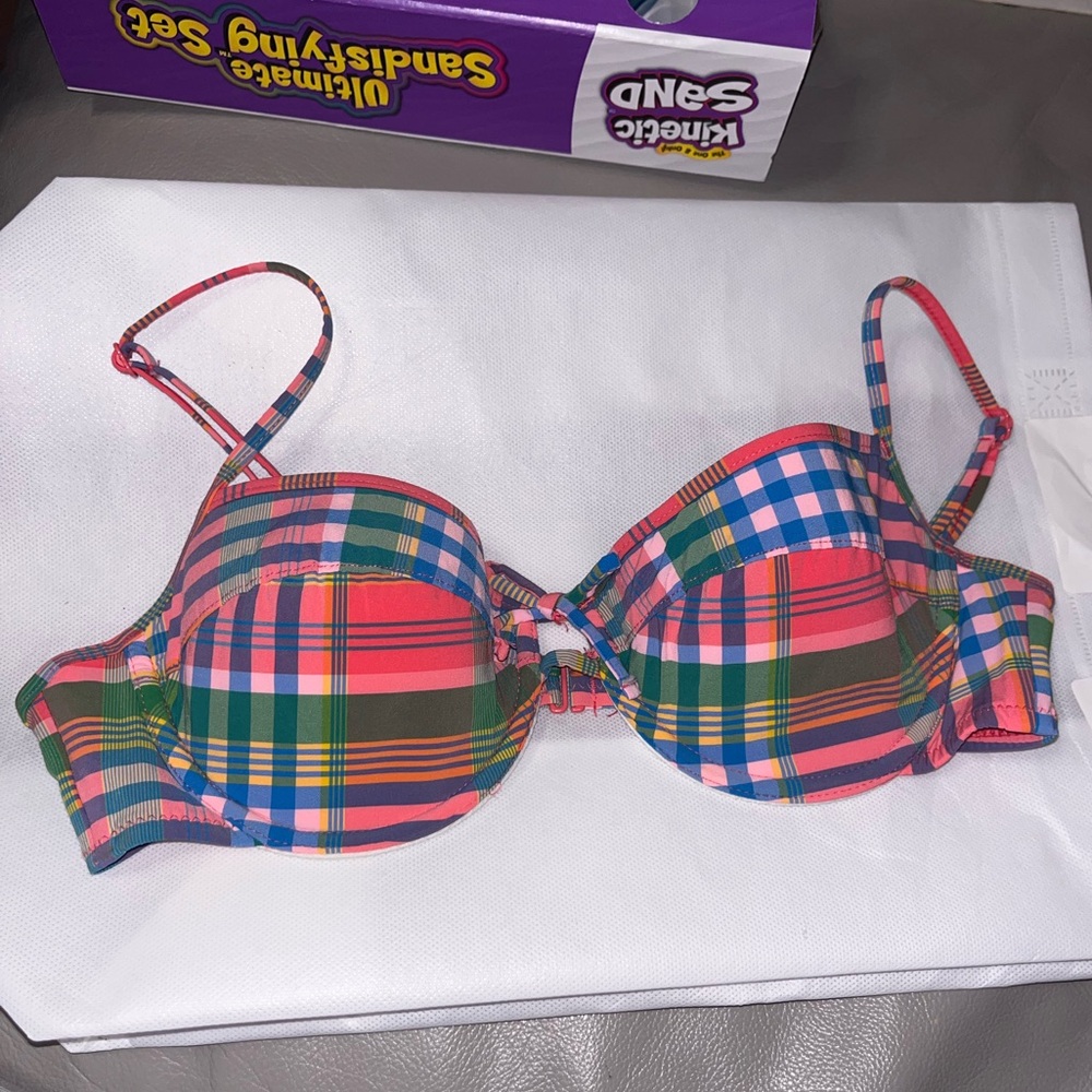J. Crew Plaid Madras Demi Swim Bra Bikini Top 34B - Picture 8 of 8
